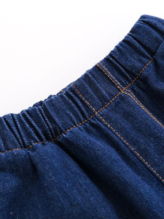 Cute Baby Toddler Girl Smile Face Letters Printed Blue Jeans - dianjiang-