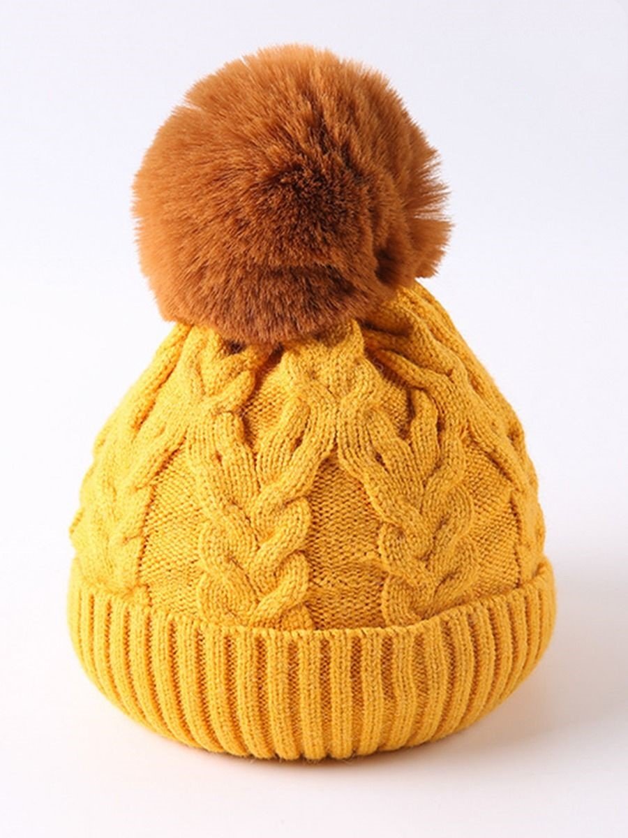 Cute Baby Toddler Kids Single Pompon Cable Knit Beanie Hat - dianjiang-