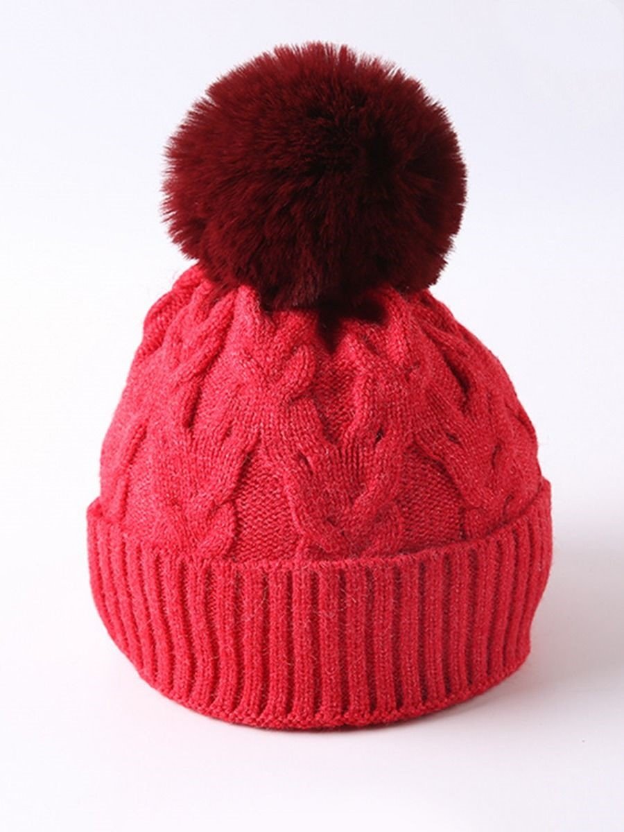 Cute Baby Toddler Kids Single Pompon Cable Knit Beanie Hat - dianjiang-