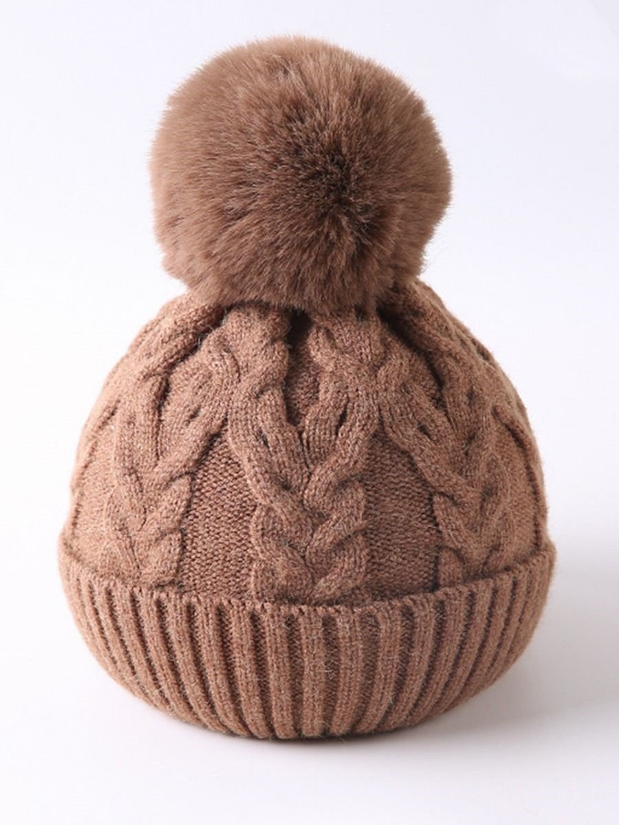 Cute Baby Toddler Kids Single Pompon Cable Knit Beanie Hat - dianjiang-