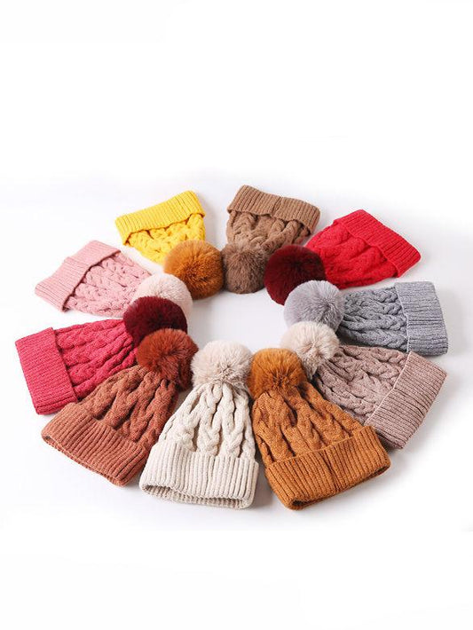 Cute Baby Toddler Kids Single Pompon Cable Knit Beanie Hat - dianjiang-