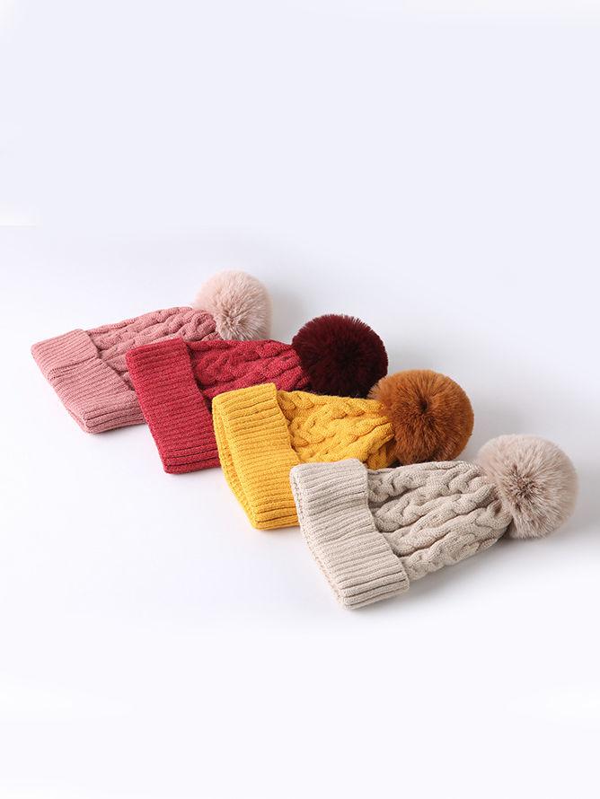 Cute Baby Toddler Kids Single Pompon Cable Knit Beanie Hat - dianjiang-