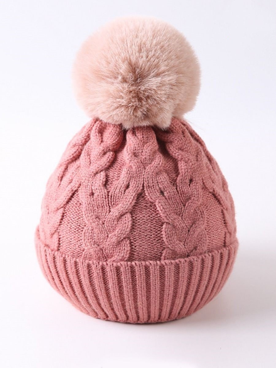 Cute Baby Toddler Kids Single Pompon Cable Knit Beanie Hat - dianjiang-