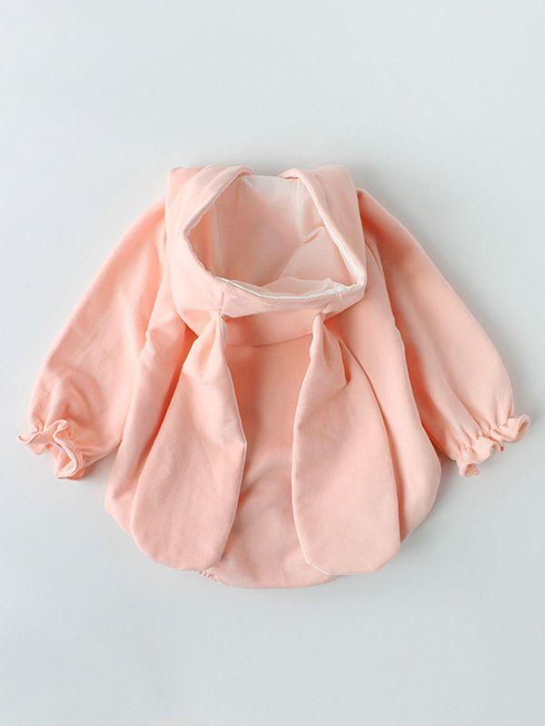 Cute Bunny Big Ear Baby Cotton Onesie W/Buttons Long Sleeve Jumpsuit Thanksgiving Costume - dianjiang-