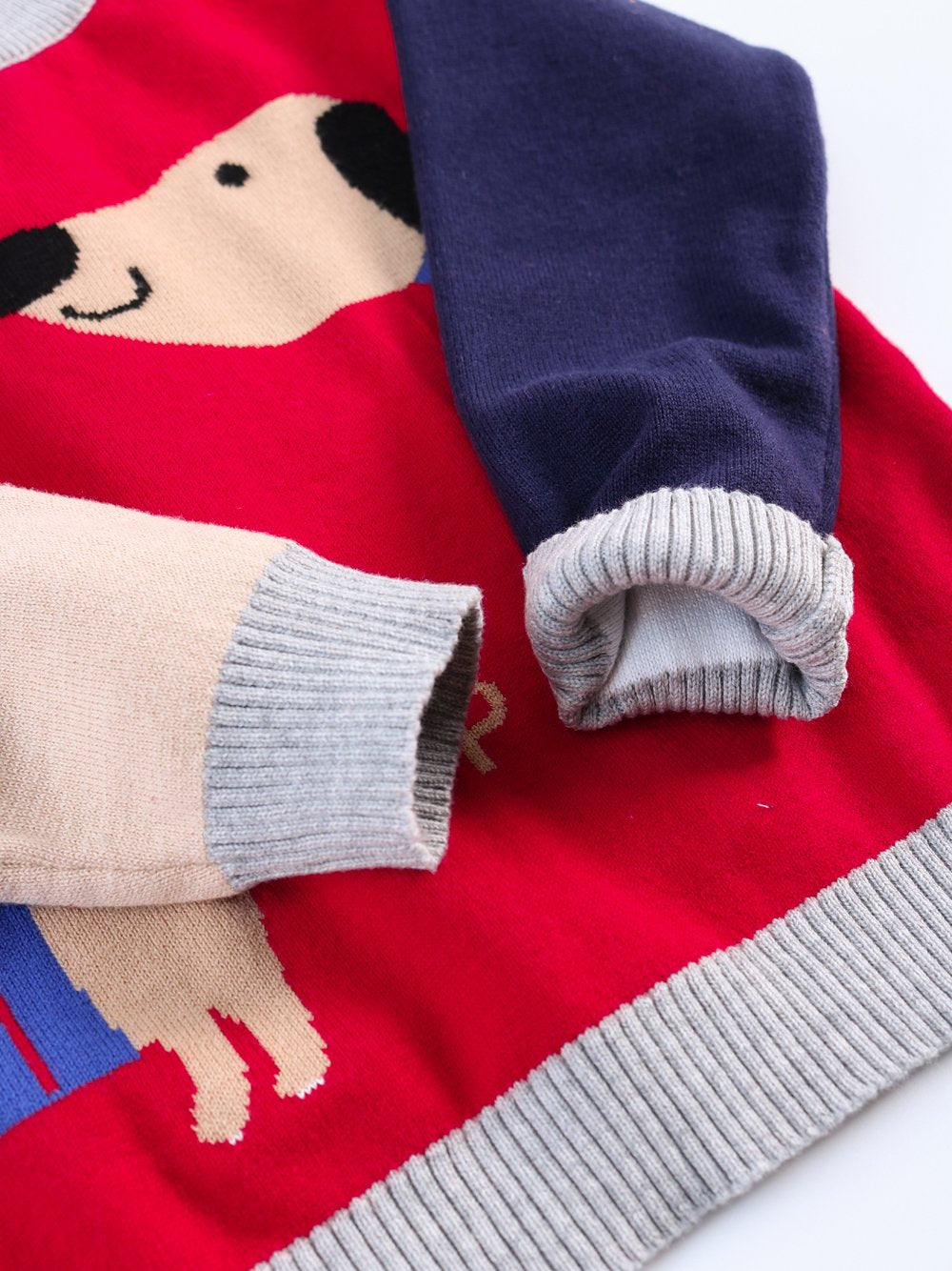 Cute Dog Pattern Color Block Little Boys Knitted Sweater - dianjiang-