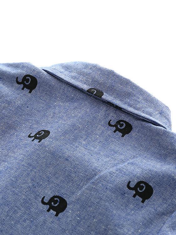 Cute Elephant Printed Buttoned Long Sleeves Infant Boys Coverall - dianjiang-