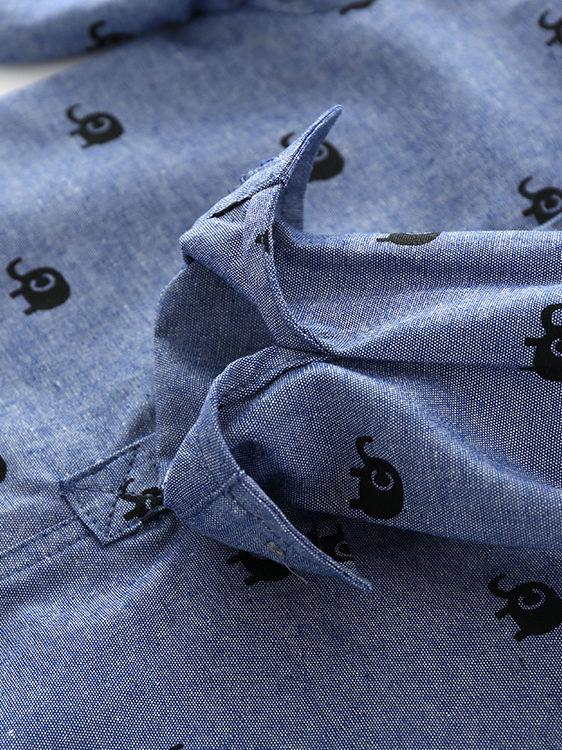 Cute Elephant Printed Buttoned Long Sleeves Infant Boys Coverall - dianjiang-