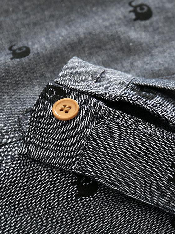 Cute Elephant Printed Buttoned Long Sleeves Infant Boys Coverall - dianjiang-