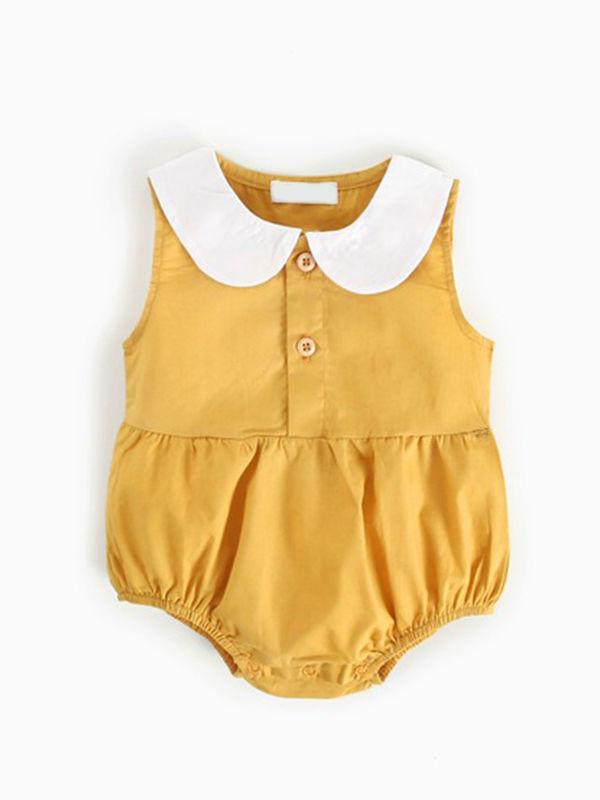 Cute Peter Pan Collar Cotton Baby Girls Romper - dianjiang-