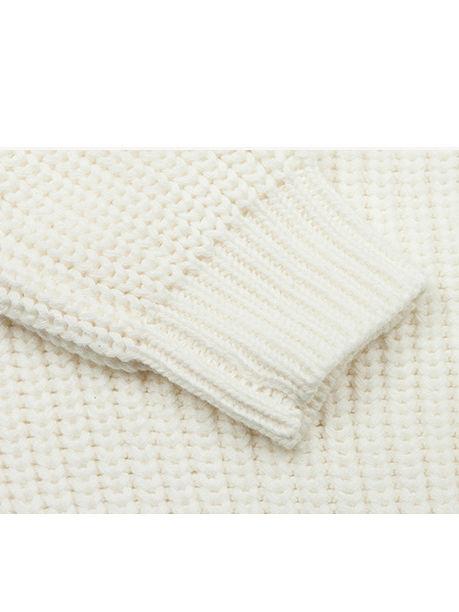 Cute Pom-pom Decor White Knitted Jumper - dianjiang-
