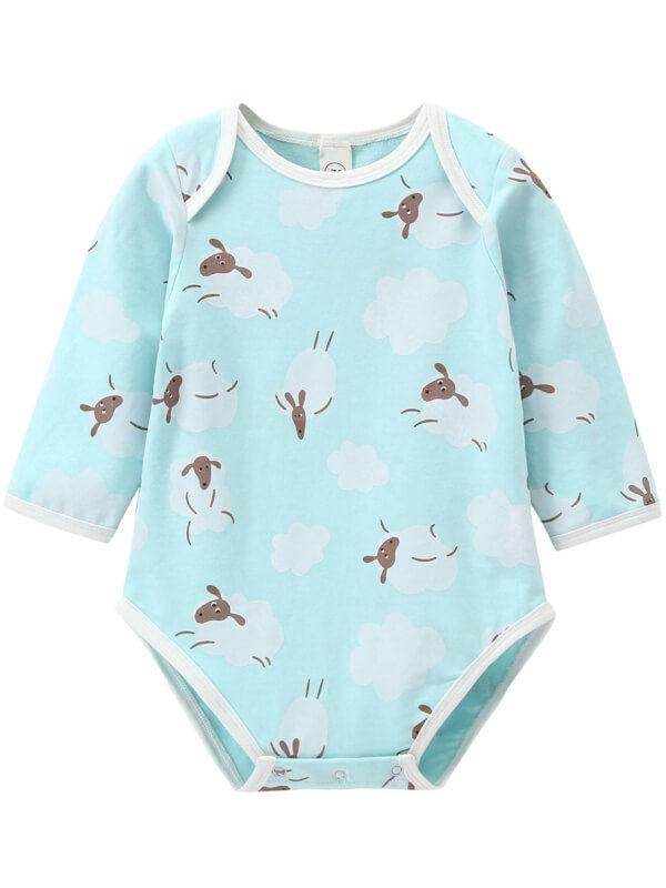 Cute Sheep Printed Long Sleeve Bodysuits for Infant Babies - dianjiang-