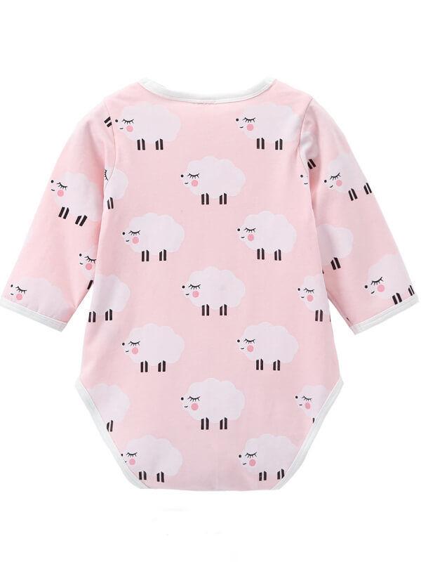 Cute Sheep Printed Long Sleeve Bodysuits for Infant Babies - dianjiang-