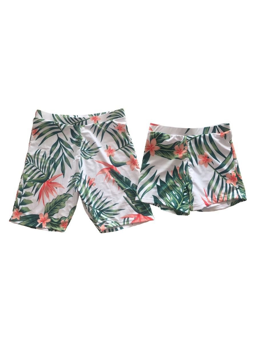 Dad & Son Plant Print Swimming Trunks Family Matching - dianjiang-