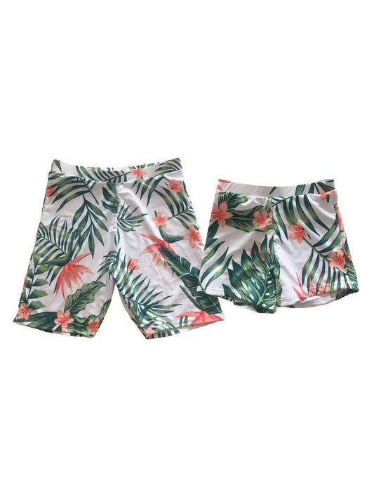 Dad & Son Plant Print Swimming Trunks Family Matching - dianjiang-