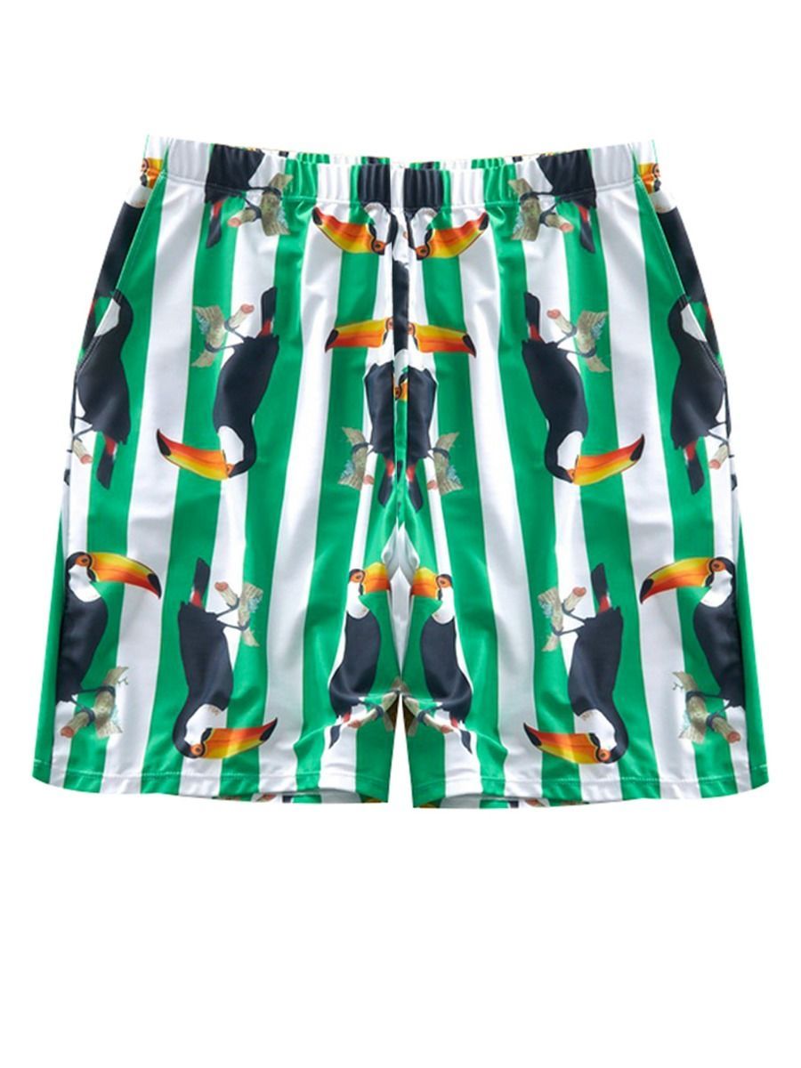 Dad and Son Bird Stripe Swimming Trunks Family Matching - dianjiang-