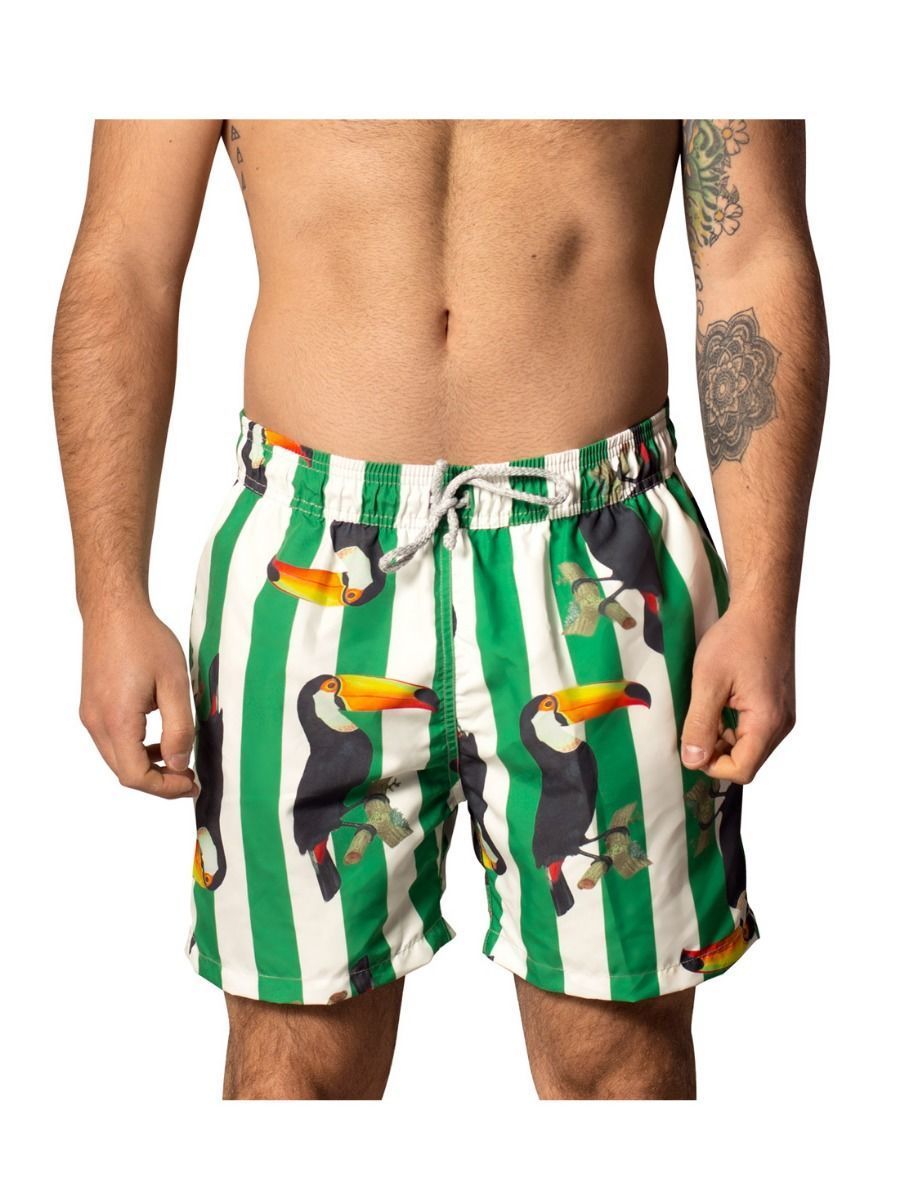 Dad and Son Bird Stripe Swimming Trunks Family Matching - dianjiang-