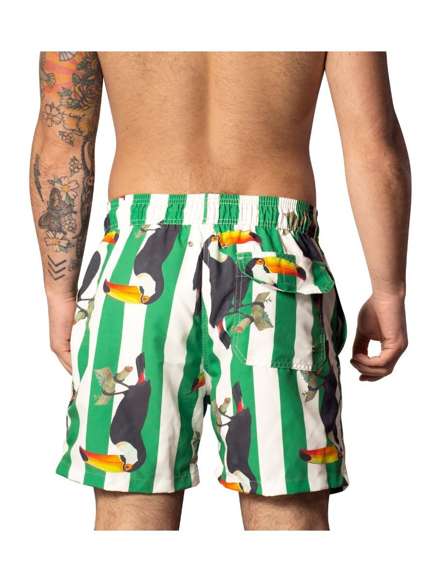 Dad and Son Bird Stripe Swimming Trunks Family Matching - dianjiang-