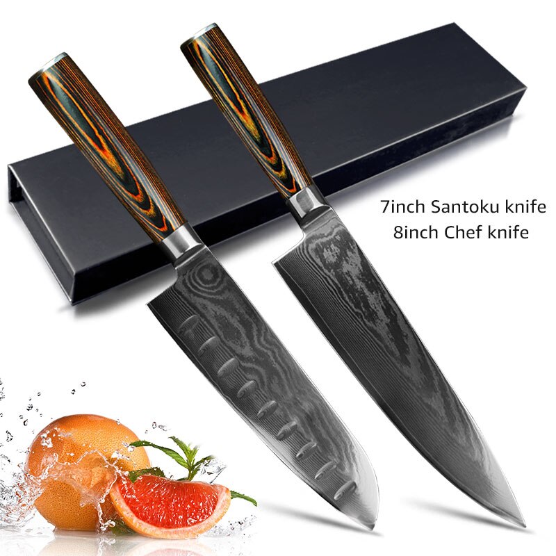 Knife Damascus Steel 67 Layers, Steel Kitchen Knives Set