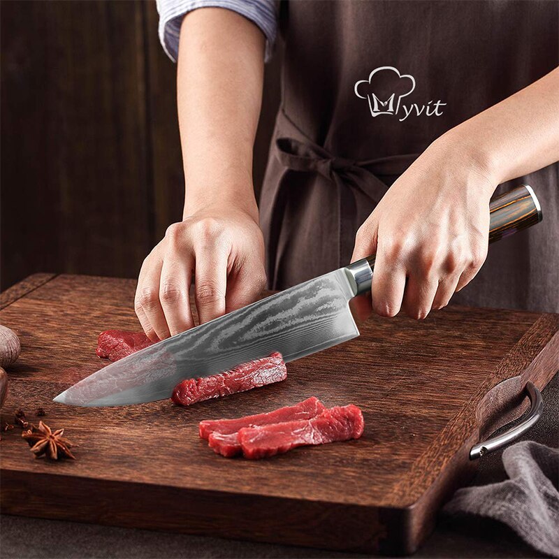 Damascus Knives DV8 67 Layer Chef Knife Japanese Kitchen Knife Damascus Stainless Steel Knives Ultra Sharp Micarta Handle - dianjiang-