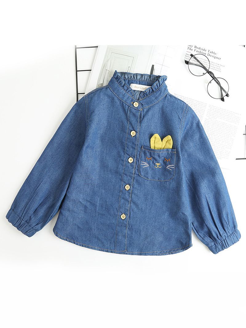 Toddler Big Girl Denim Tulle Patchwork Casual Dress Spring - dianjiang-