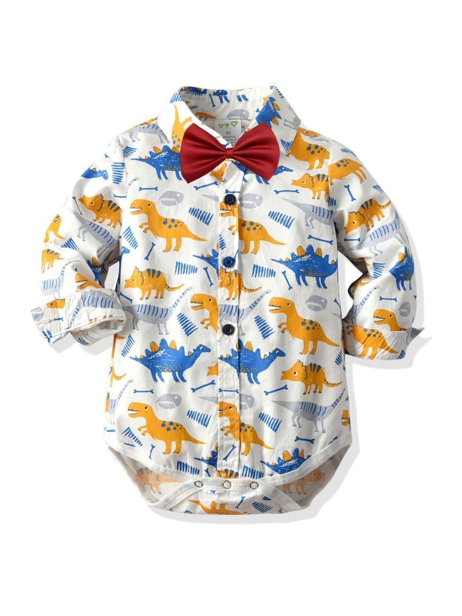 4-Piece Baby Boy Dinosaur Print Party Wear Outfits - dianjiang-