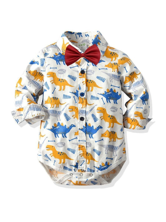 4-Piece Baby Boy Dinosaur Print Party Wear Outfits - dianjiang-