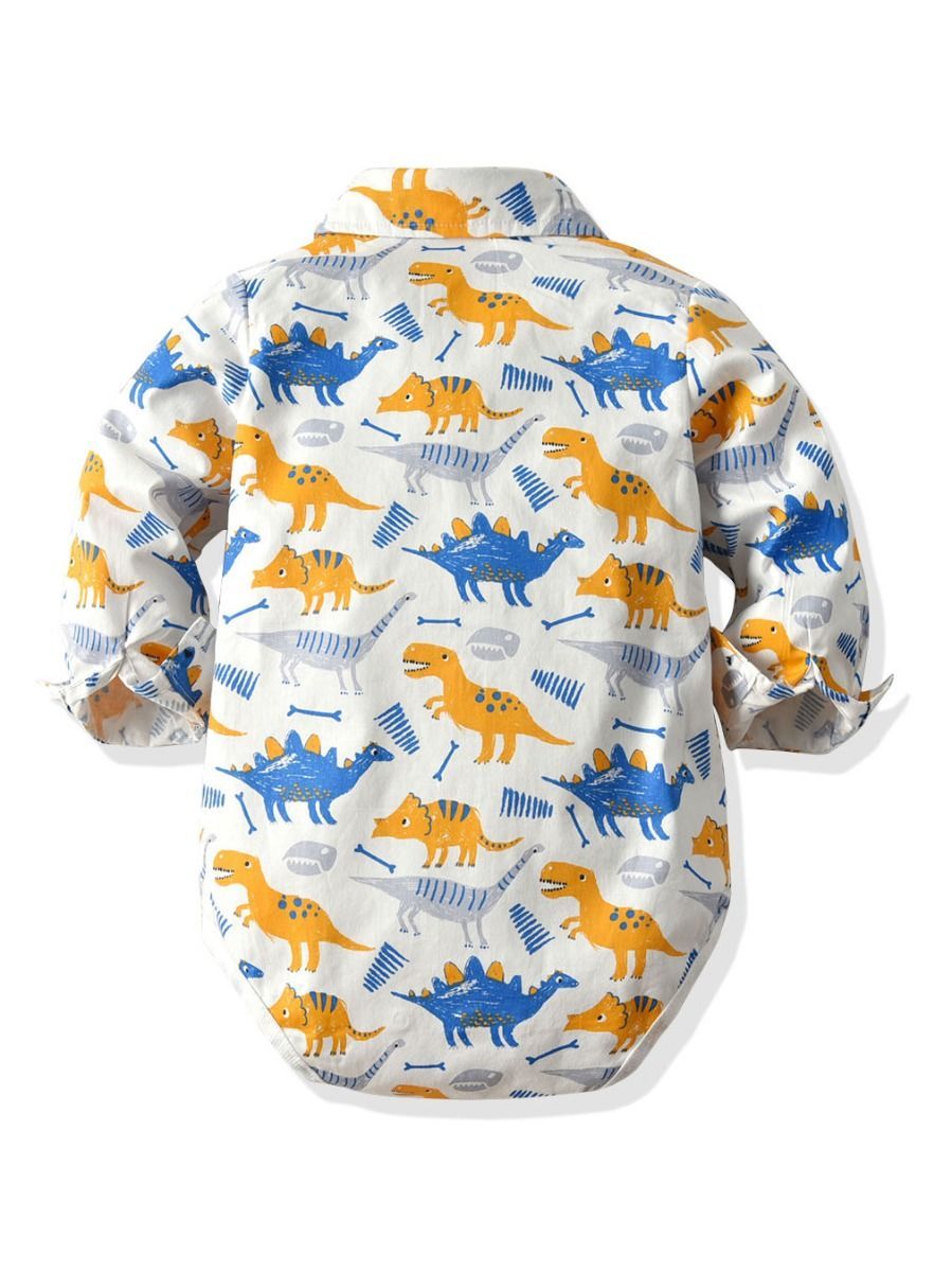 4-Piece Baby Boy Dinosaur Print Party Wear Outfits - dianjiang-