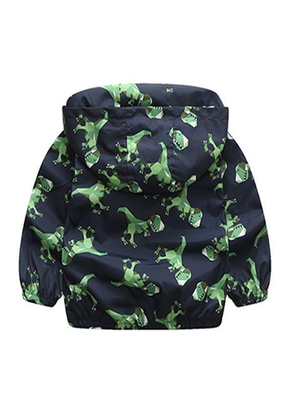 Dinosaurs Zip-up Toddlers Boys Windproof Hooded Jacket - dianjiang-