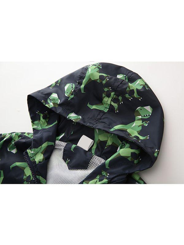 Dinosaurs Zip-up Toddlers Boys Windproof Hooded Jacket - dianjiang-