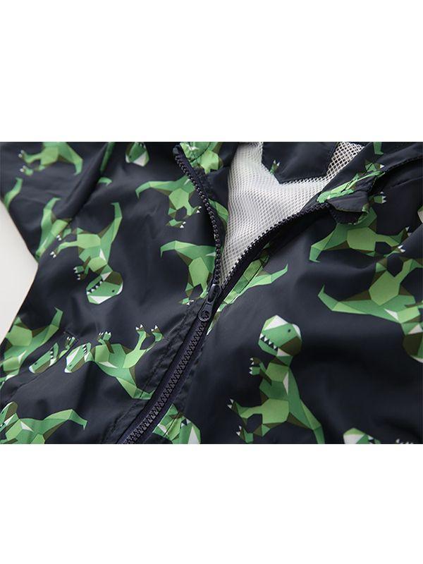 Dinosaurs Zip-up Toddlers Boys Windproof Hooded Jacket - dianjiang-