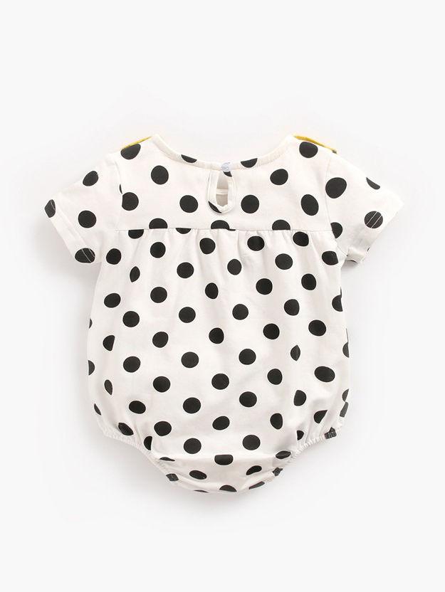 Doll Collar Black Polka Dots Baby Bodysuit - dianjiang-