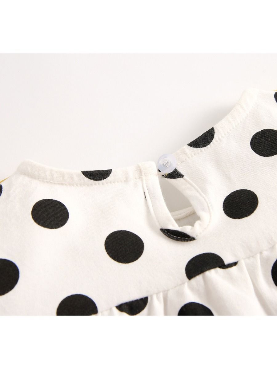 Doll Collar Black Polka Dots Baby Bodysuit - dianjiang-