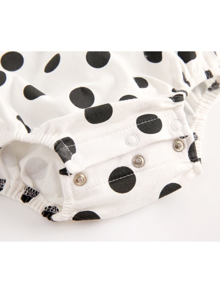 Doll Collar Black Polka Dots Baby Bodysuit - dianjiang-