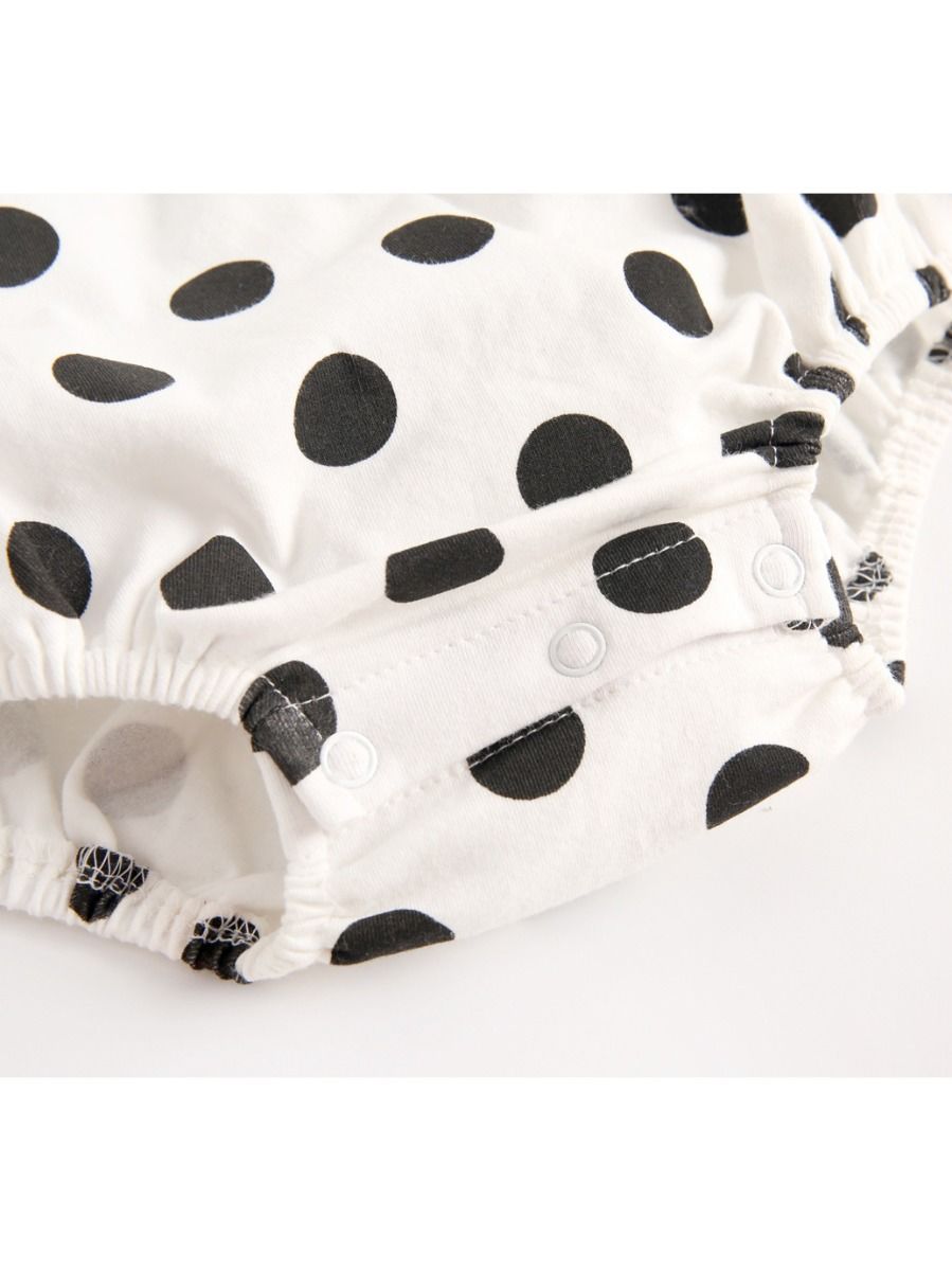 Doll Collar Black Polka Dots Baby Bodysuit - dianjiang-