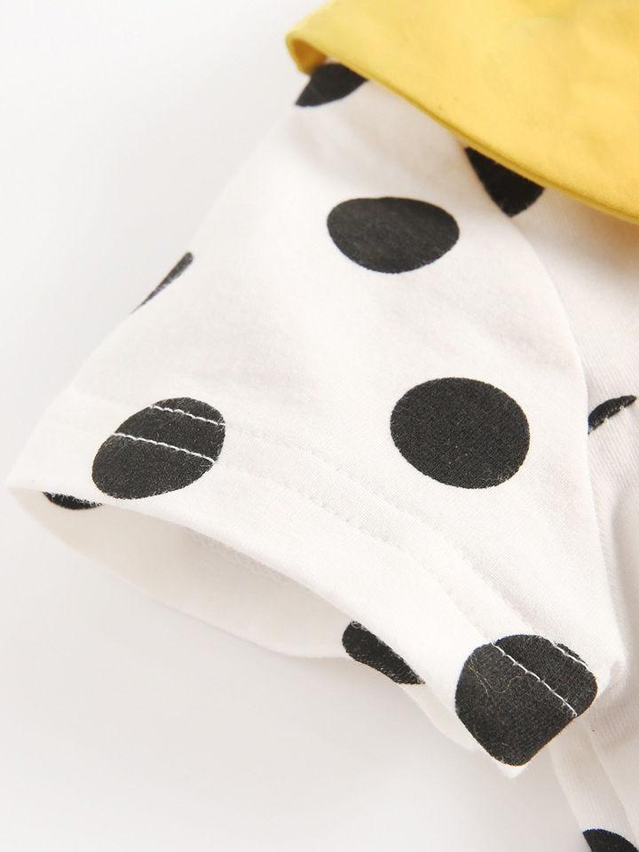 Doll Collar Black Polka Dots Baby Bodysuit - dianjiang-