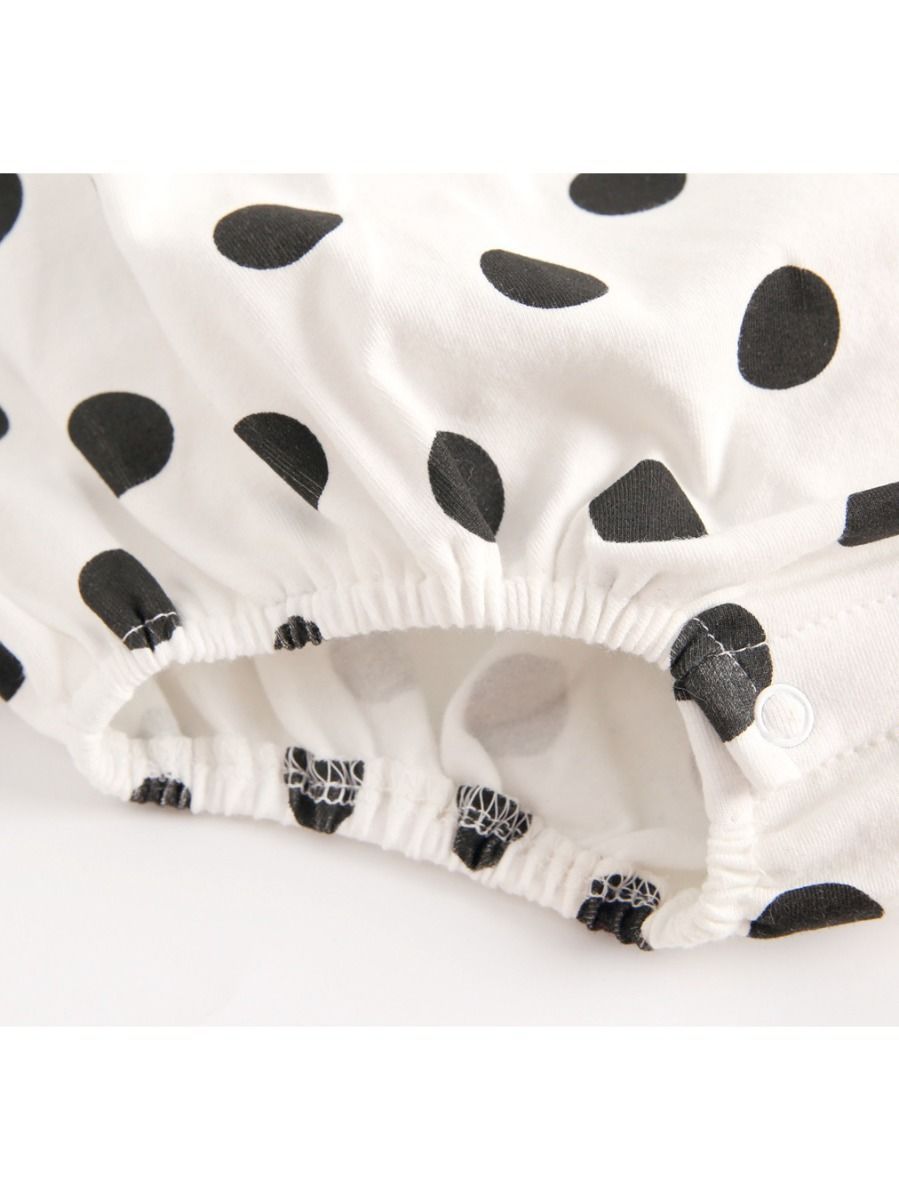 Doll Collar Black Polka Dots Baby Bodysuit - dianjiang-