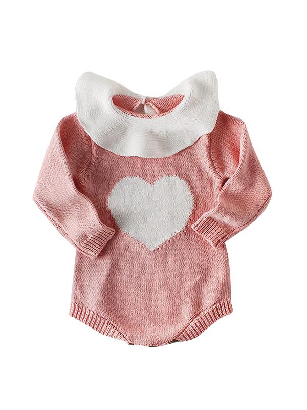 Doll Collar Romper Love Heart Crochet Infant Girl Cotton Spanish Style Baby Clothes - dianjiang-