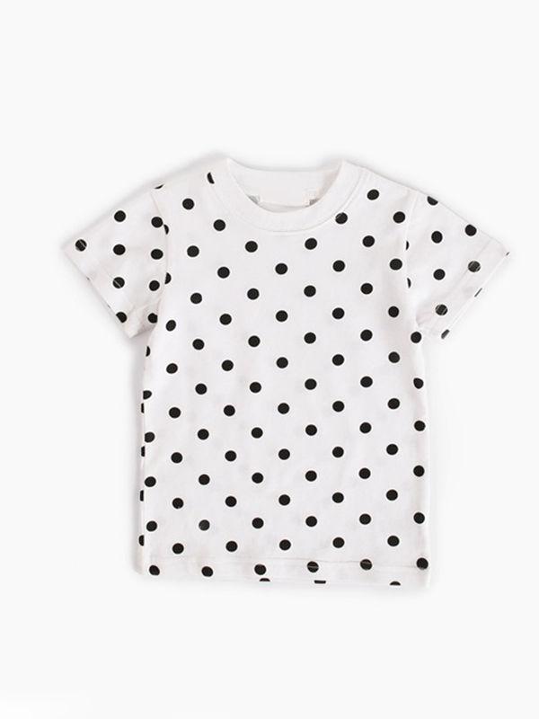 2-piece Baby Suit Dots Print Short-sleeve T-shirt + Yellow Bottom - dianjiang-