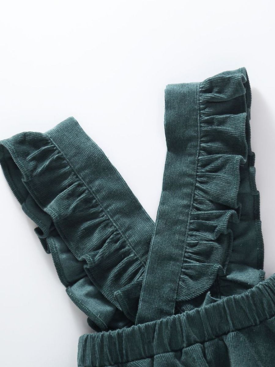 Stylish Frilled Corduroy Pinafore Dress For Baby Little Girl - dianjiang-