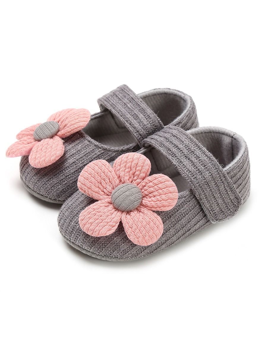 Early Days Baby Girls Flower Trim Prewalker Shoes - dianjiang-