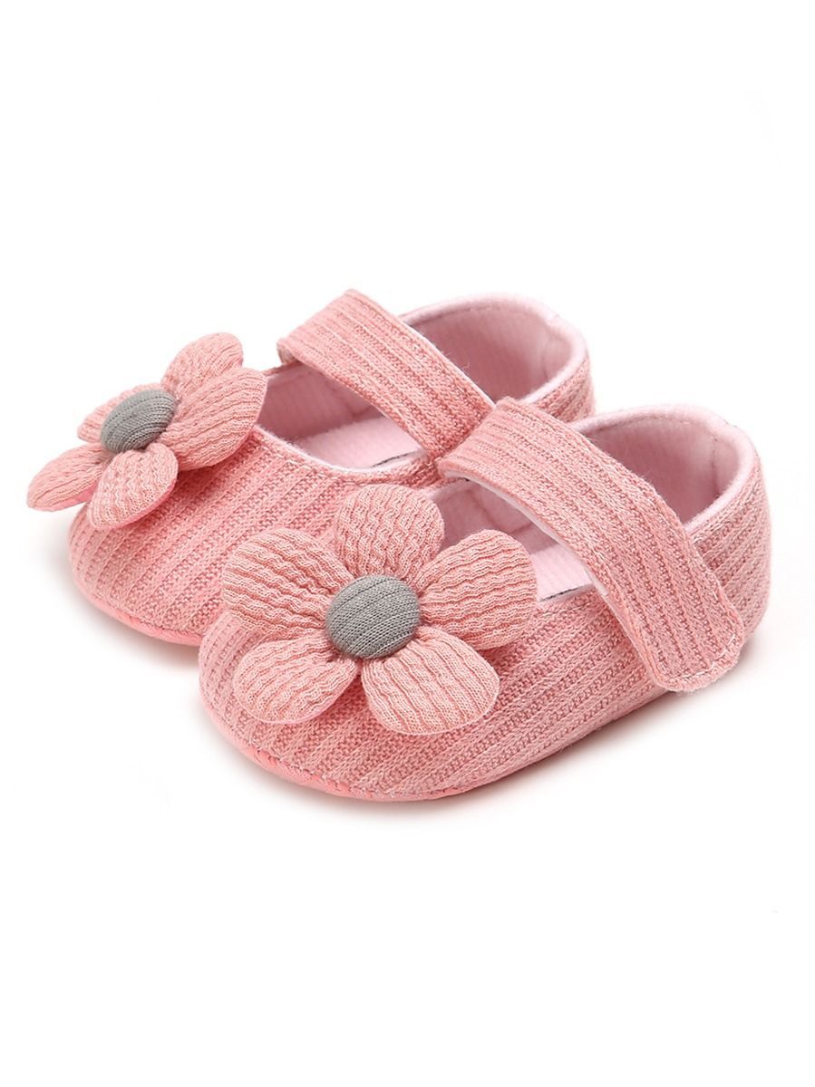 Early Days Baby Girls Flower Trim Prewalker Shoes - dianjiang-
