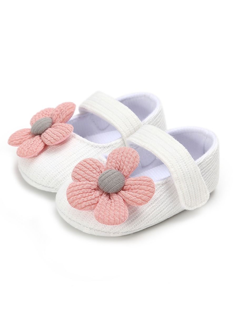 Early Days Baby Girls Flower Trim Prewalker Shoes - dianjiang-