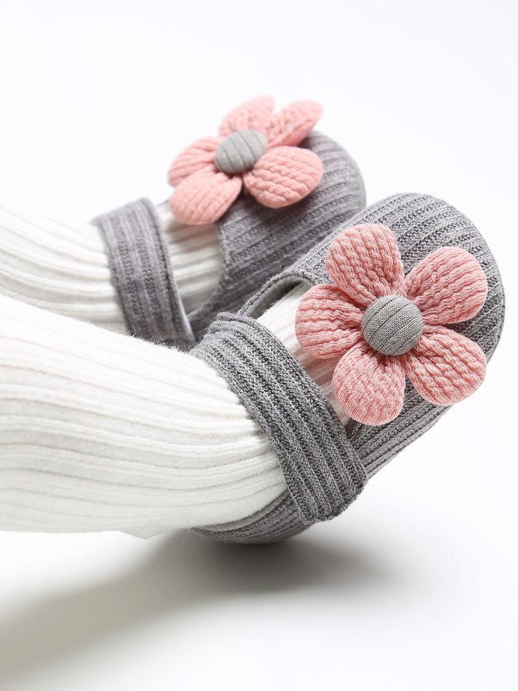 Early Days Baby Girls Flower Trim Prewalker Shoes - dianjiang-