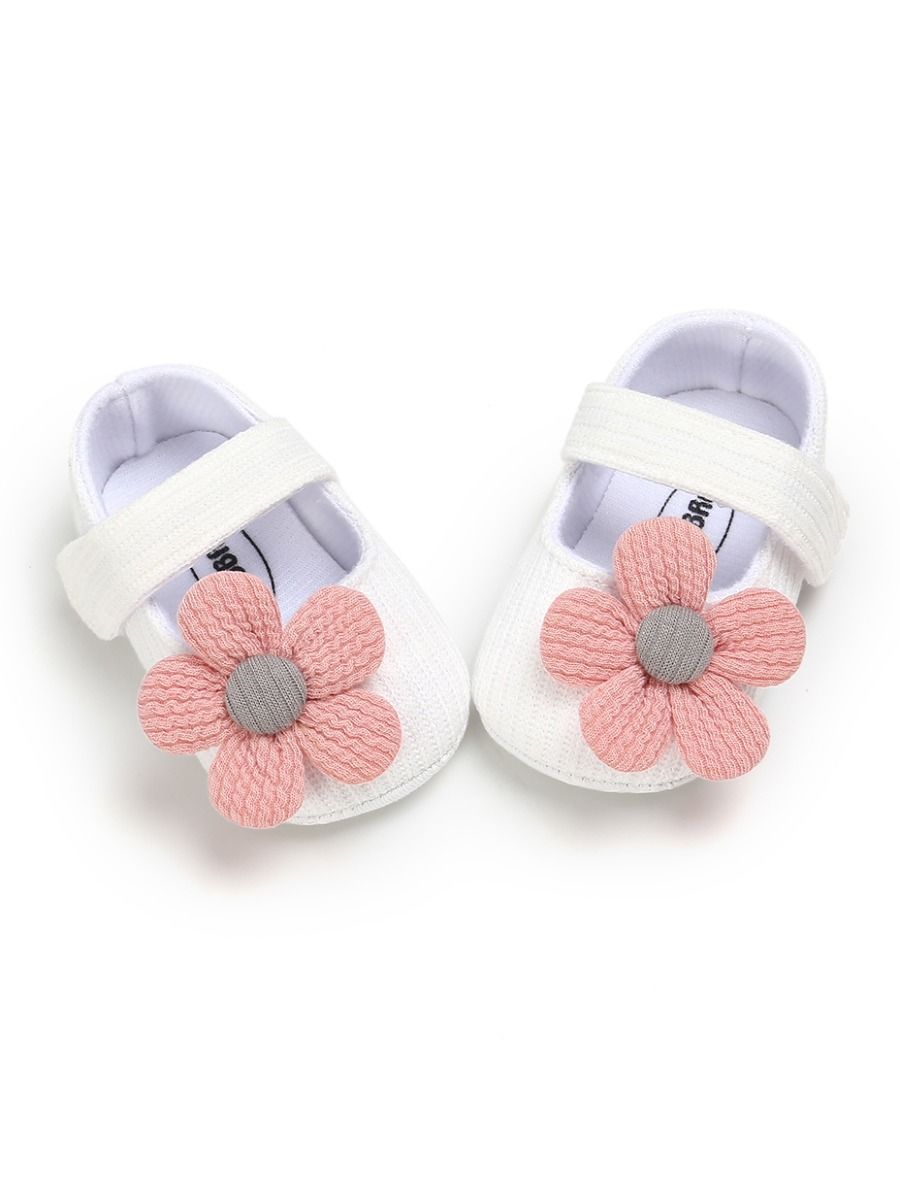 Early Days Baby Girls Flower Trim Prewalker Shoes - dianjiang-
