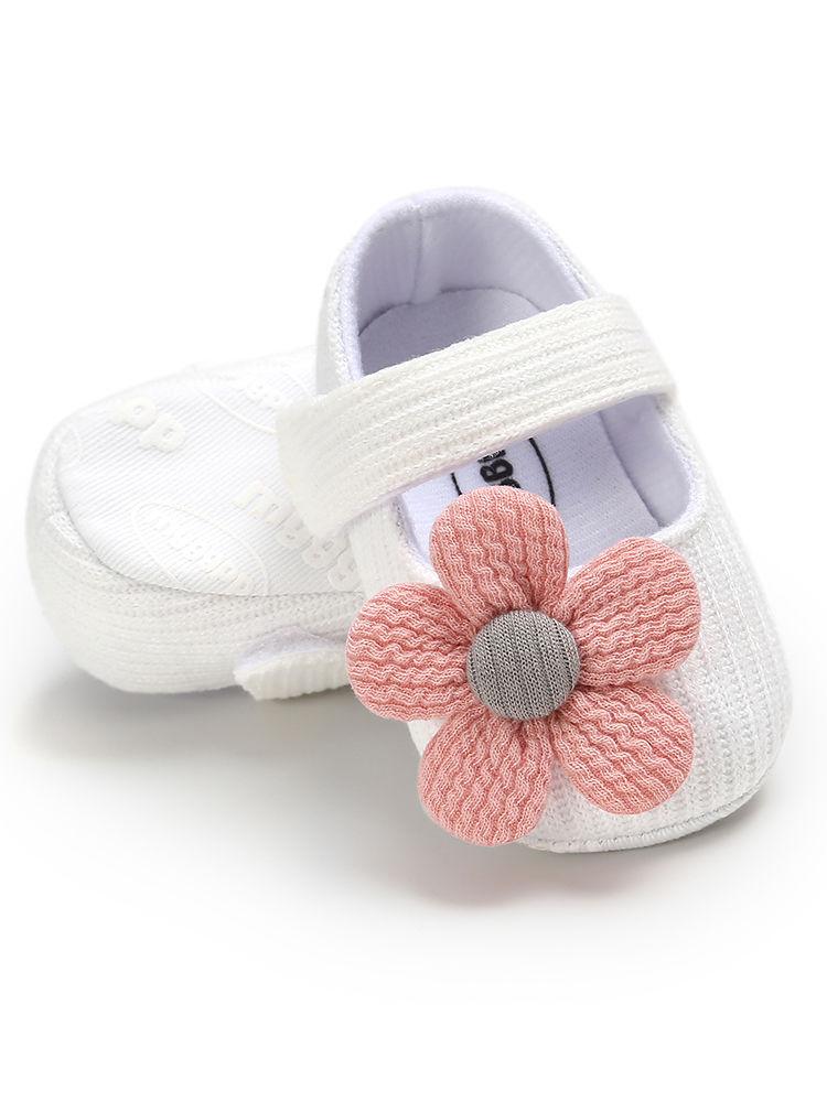Early Days Baby Girls Flower Trim Prewalker Shoes - dianjiang-