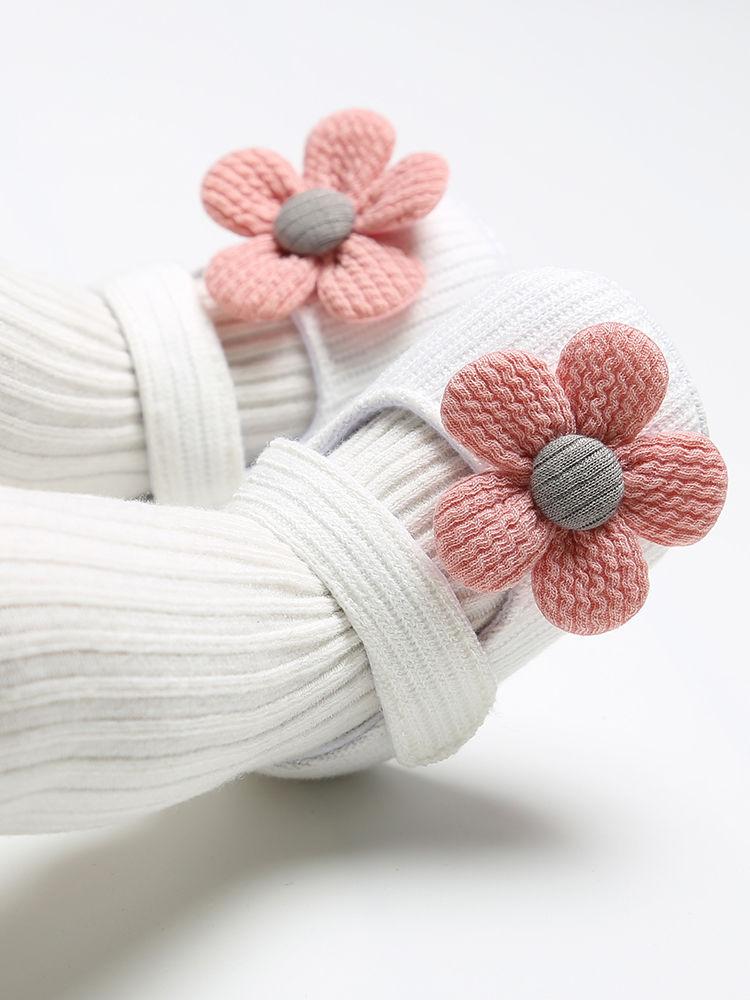 Early Days Baby Girls Flower Trim Prewalker Shoes - dianjiang-