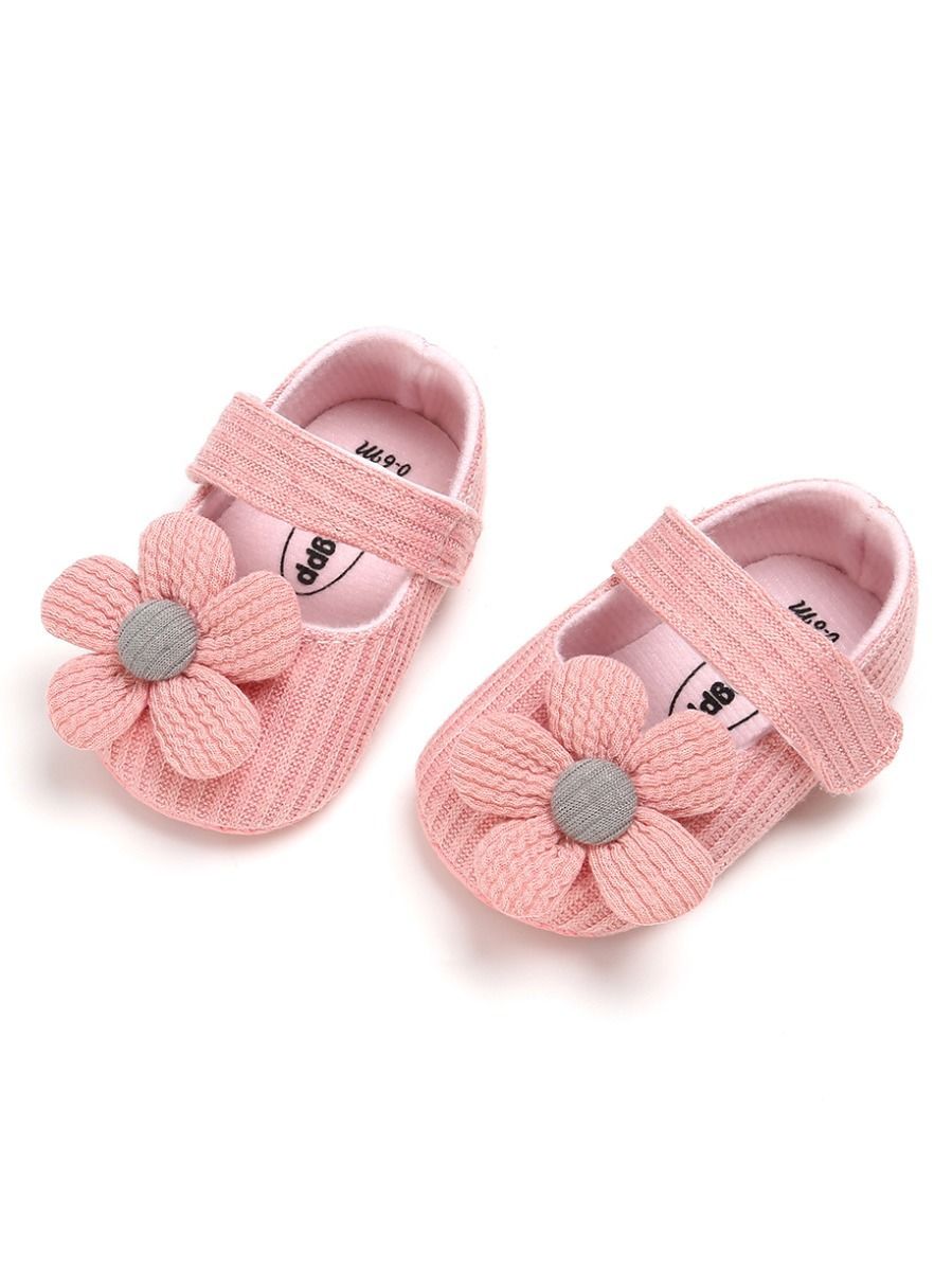 Early Days Baby Girls Flower Trim Prewalker Shoes - dianjiang-