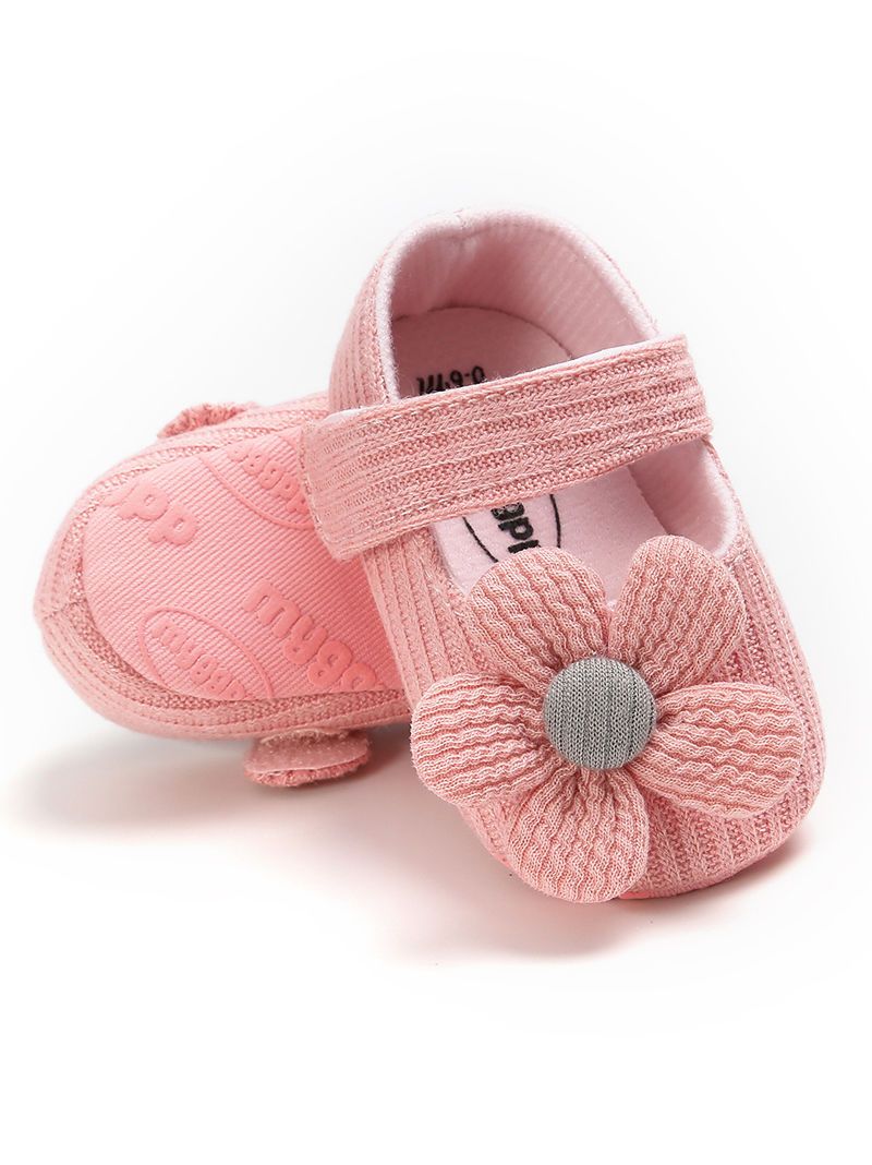 Early Days Baby Girls Flower Trim Prewalker Shoes - dianjiang-