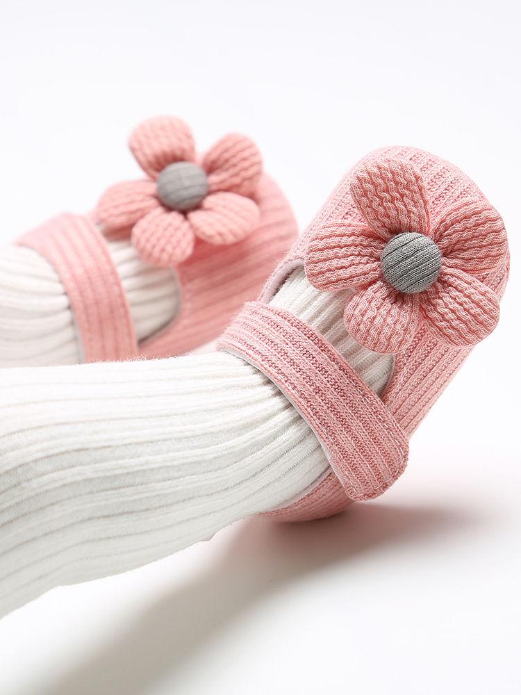 Early Days Baby Girls Flower Trim Prewalker Shoes - dianjiang-