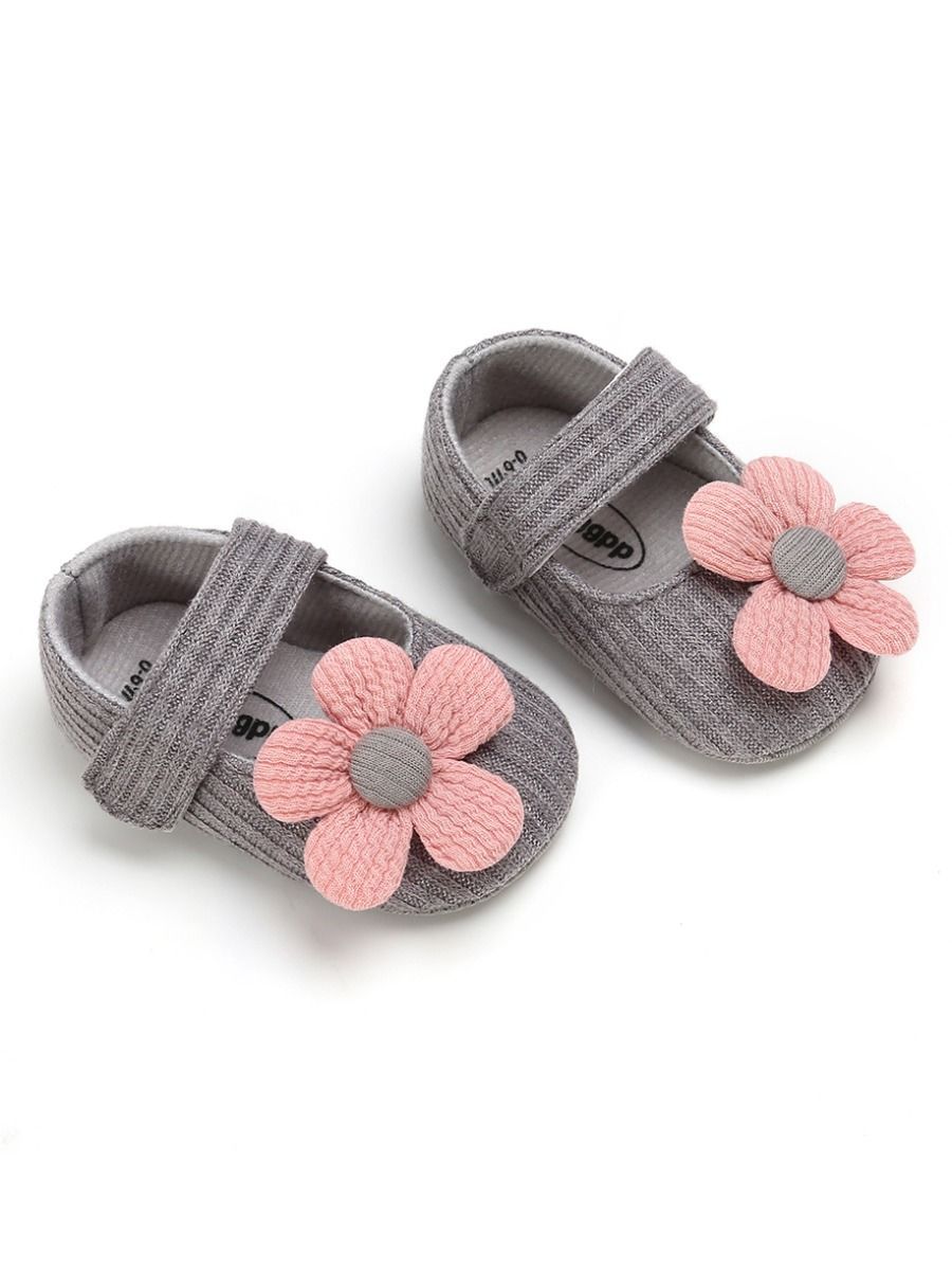 Early Days Baby Girls Flower Trim Prewalker Shoes - dianjiang-
